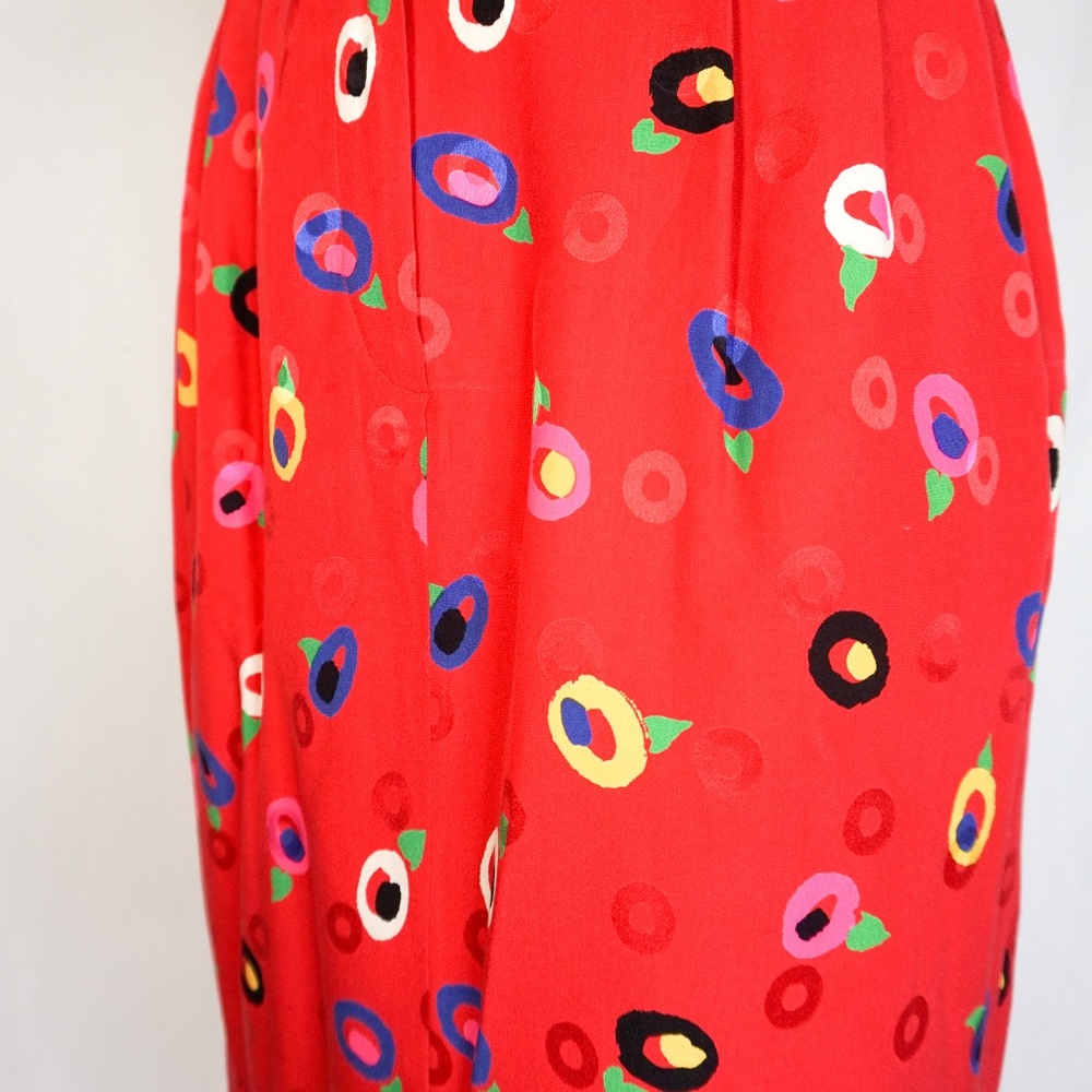UNGARO TER EMANUEL Red Abstract Floral Skirt - Picture 6 of 6